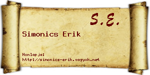 Simonics Erik névjegykártya